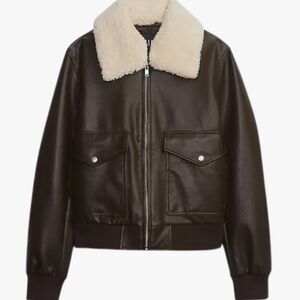 Gap Flight Leather Jacket with Fue Collar